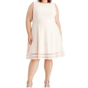 New Lane Bryant Cream Illusion Hem Sleeveless Midi Dress Size 16